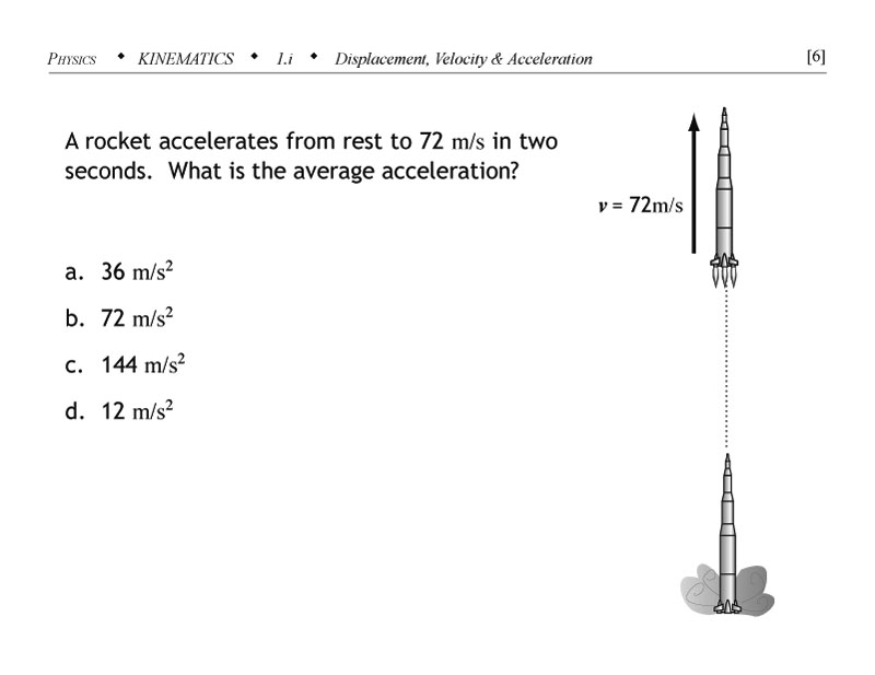 Average acceleration kinematics problem involving rocket.