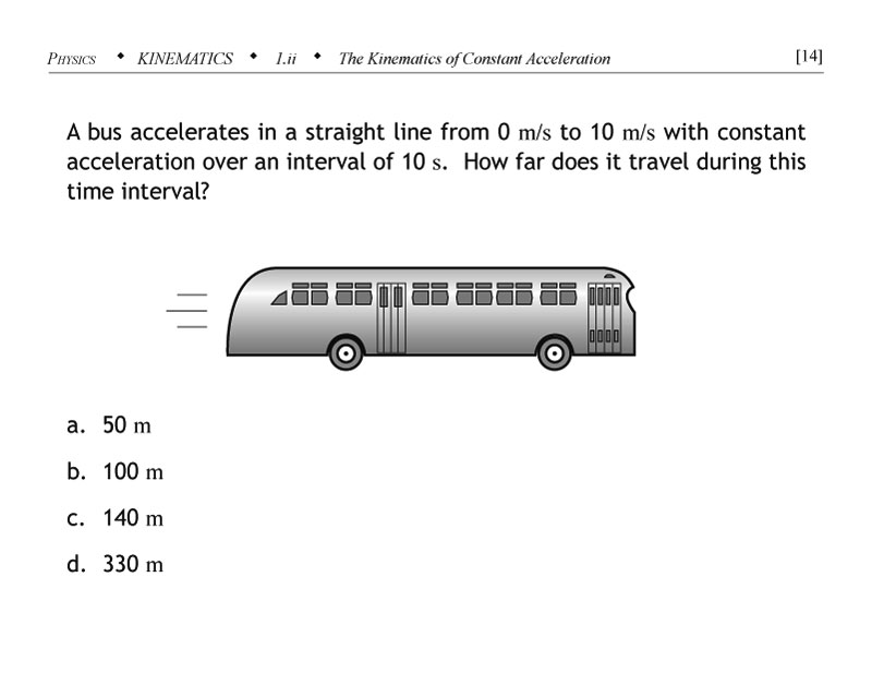 Accelerating bus kinematics problem.