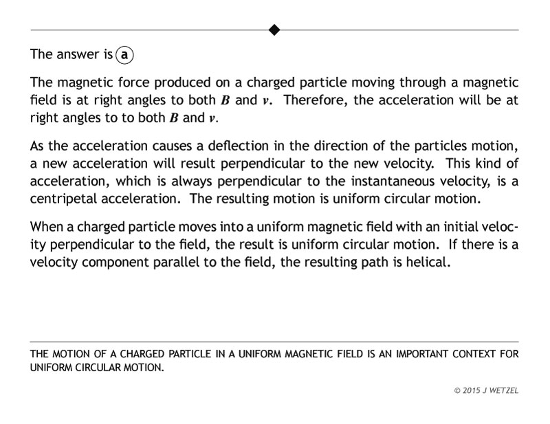 Explanation of particle in magnetic field kinematics problem.