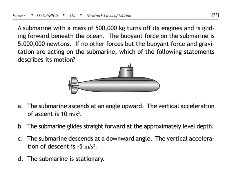 Submarine laws of motion problem