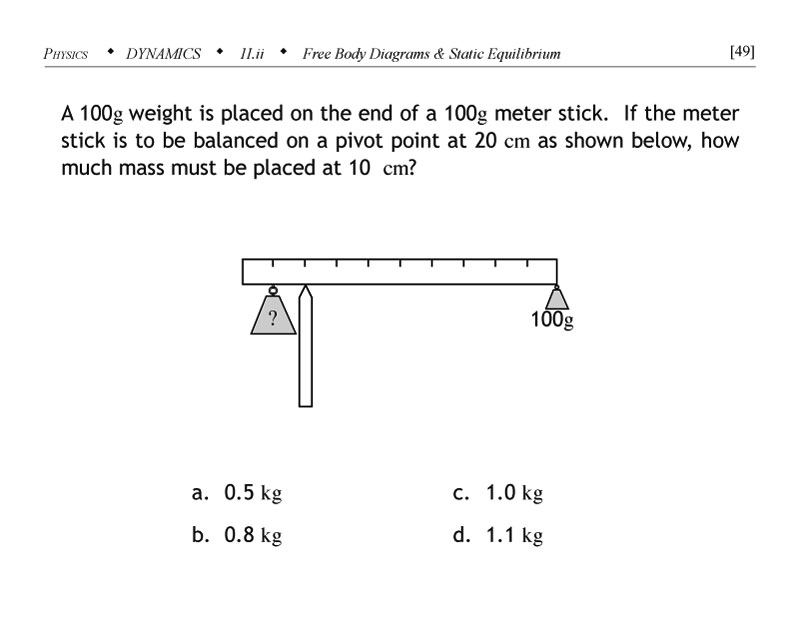 Static equilibrium problem involving balanced ruler