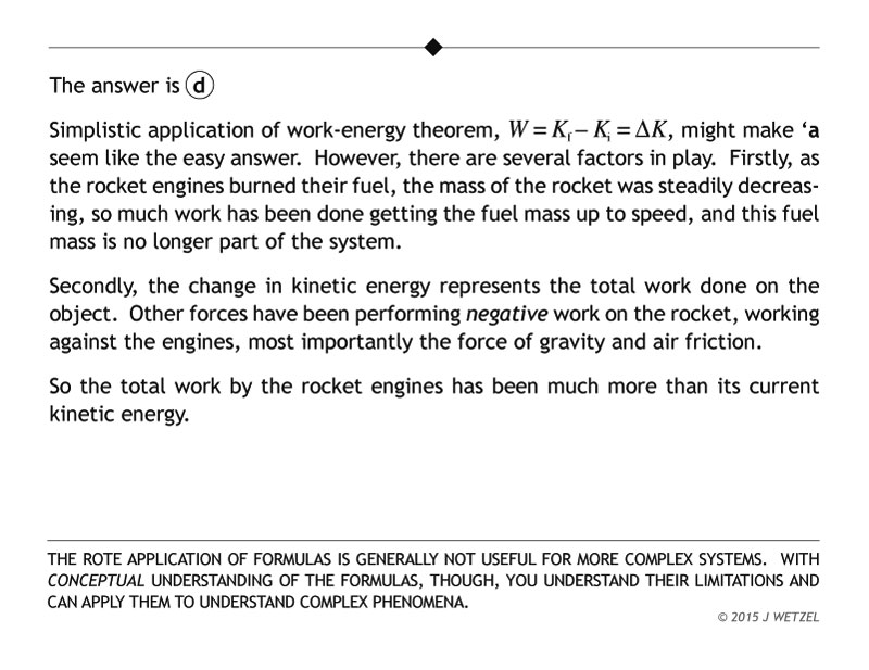 Explanation of work and energy rocket problem