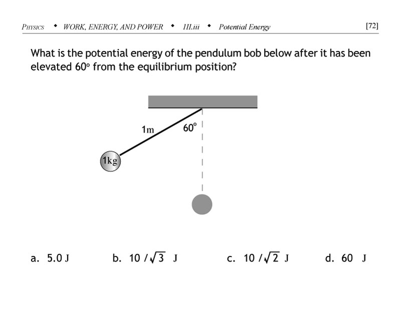 Potential energy of a pendulum problem