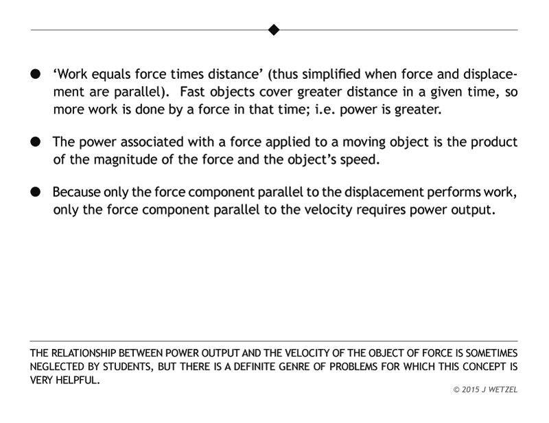 Main points involving application of power to the situation of a force applied to a moving object