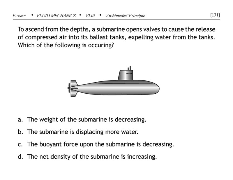 Ascending submarine buoyant force