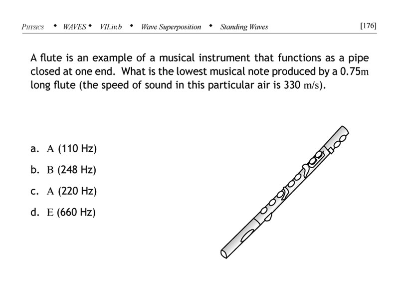 Standing waves problem involving a flute