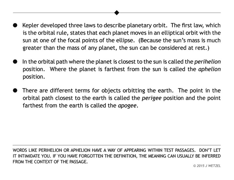 Keplers first law the orbit rule main points referring to perihelion, aphelion, perigee, and apogee