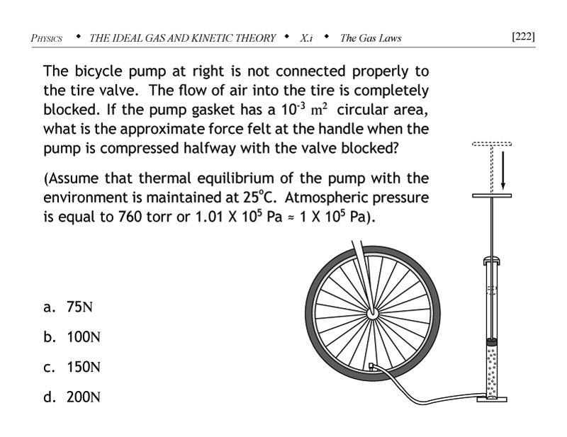 Boyles law problem involving a bicycle pump