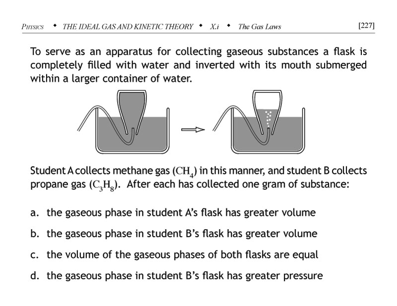 Two gases collected in two flasks to illustrate ideal gas law