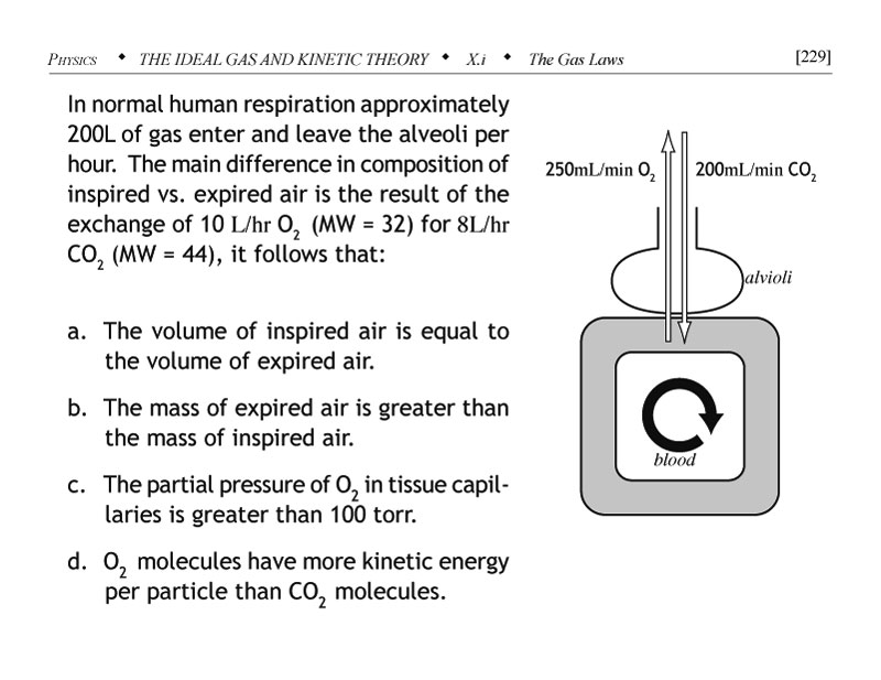 Problem illustrating gas laws using human respiration