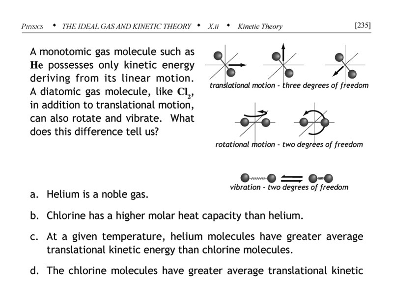 Monotomic vs diatomic gas problem to illustrate principles of kinetic theory