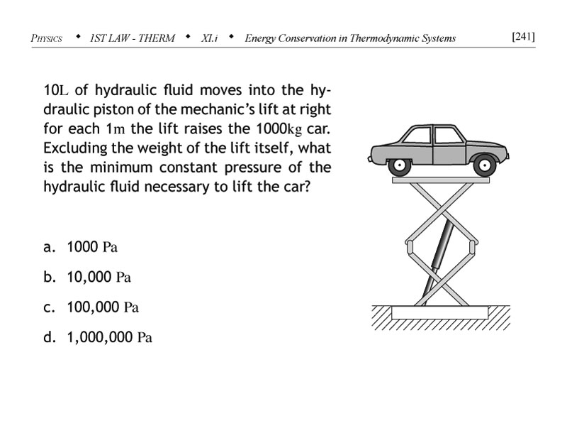 Hydraulic lift to illustrate thermodynamics ideas