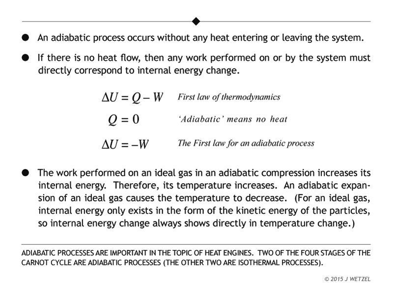 Main points for interpreting an adiabatic process