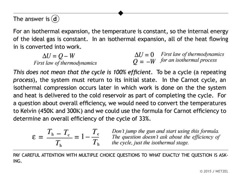 Carnot engine answer and explanation