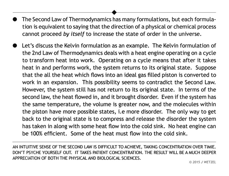 Main learning points for the 2nd law of thermodynamics