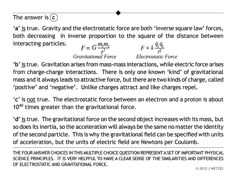 Gravitational force coulomb force problem answer and explanation