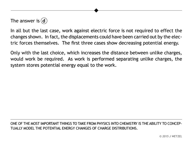 Electrostatic potential energy question answer and explanation
