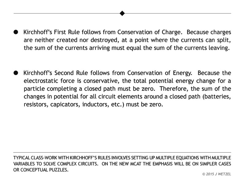 Main ideas for Kirchhoffs rules