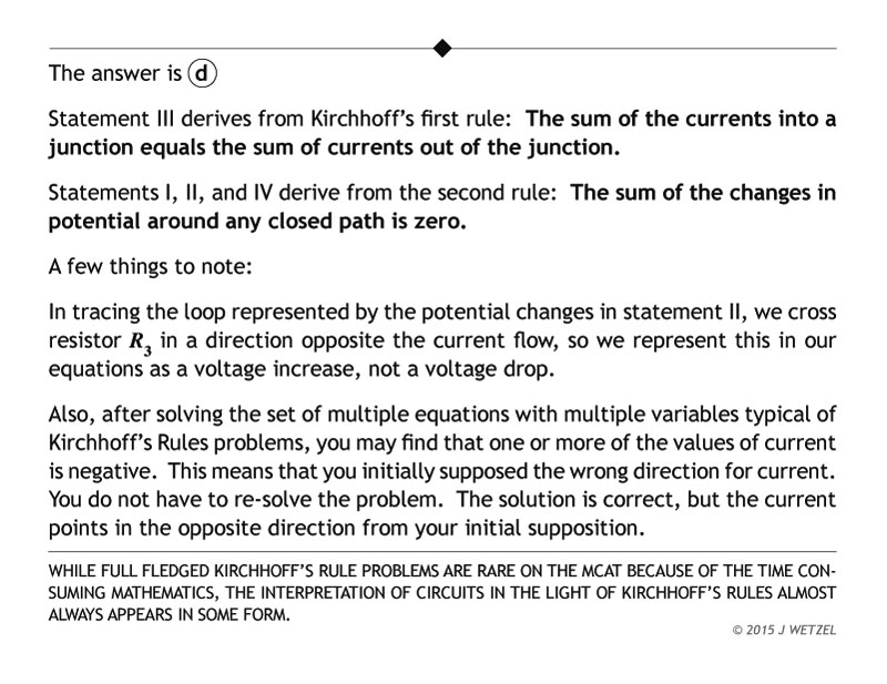 Answer to question applying Kirchhoffs rules