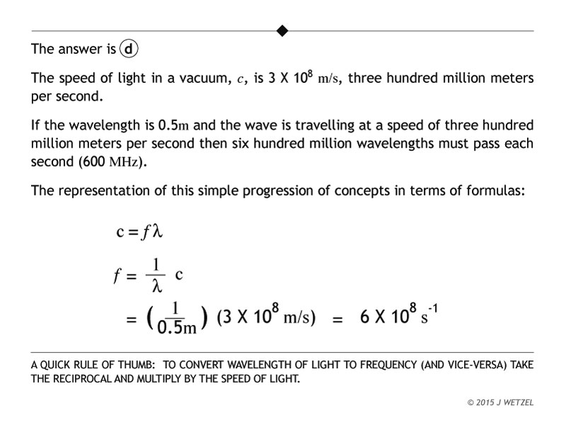 Light frequency wavelength answer and explanation