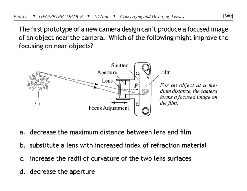 Camera geometric optics problem