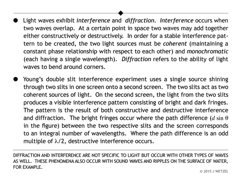 Main ideas for double slit interference