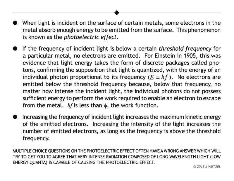 Main ideas for understanding the photoelectric effect
