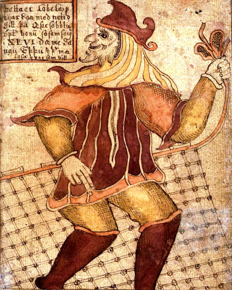 The Norse trickster god Loki as depicted on an 18th-century Icelandic manuscript
