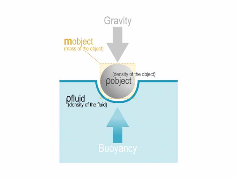 Buoyancy is the upward force on an object produced by the surrounding fluid (i.e., a liquid or a gas) in which it is fully or partially immersed