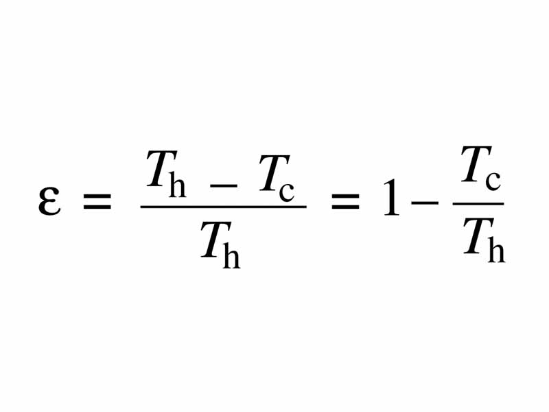 Thermodynamic efficiency expressed in terms of hot and cold sink temperatures