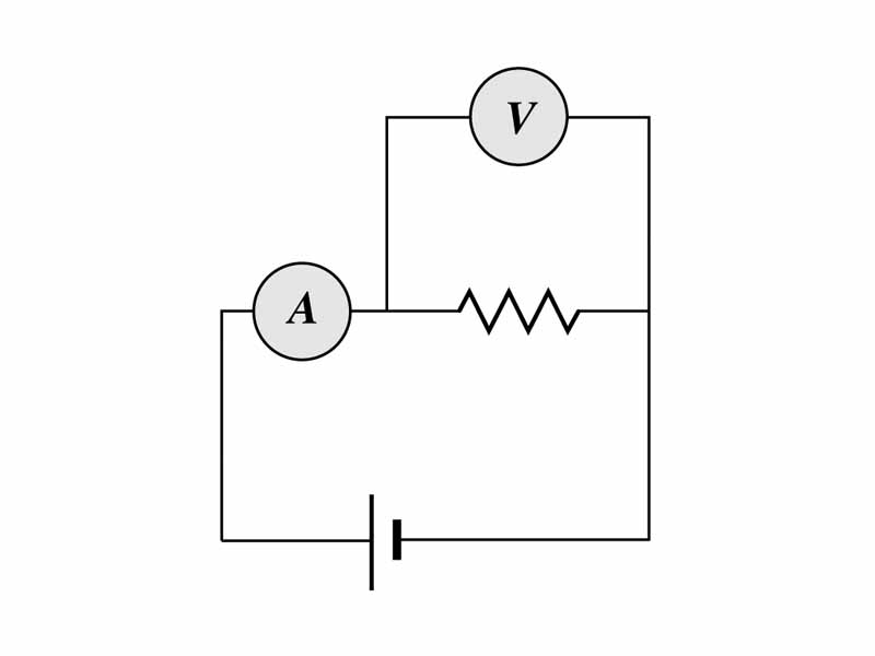 Circuit with voltmeter and amp meter