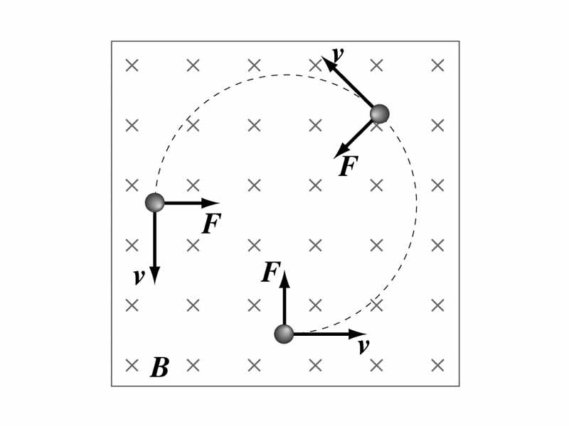 Centripetal force produced by a uniform magnetic field on a charge particle