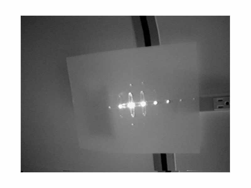 Picture of Schaefer-Bergmann diffraction: He-Ne laser through AOD