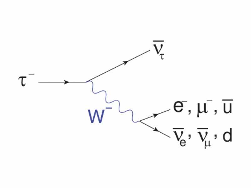 Feynman diagram of the common decays of the tau lepton by emission of a W boson.
