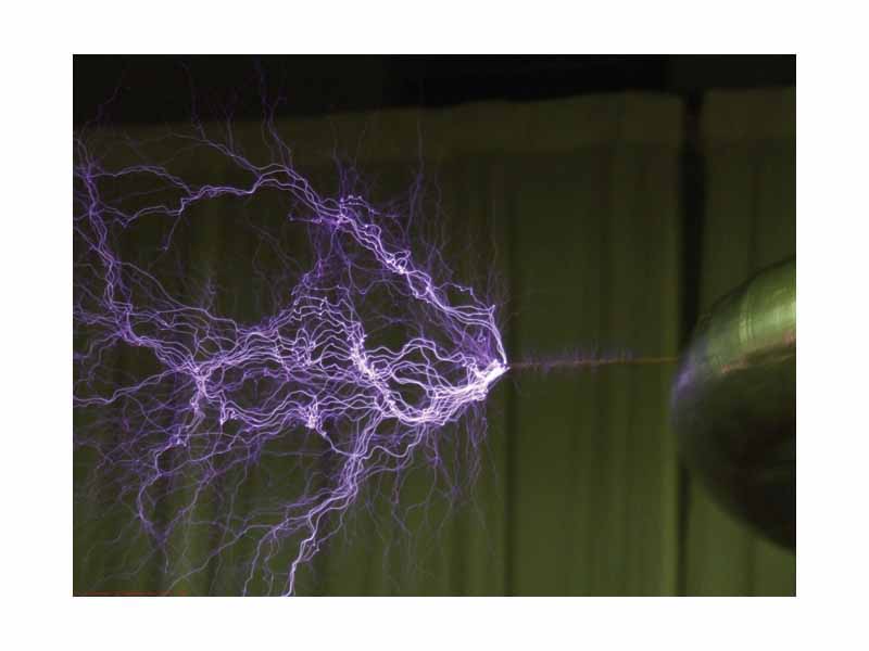 Z-pinches constrain the plasma filaments in an electrical discharge from a Tesla coil.