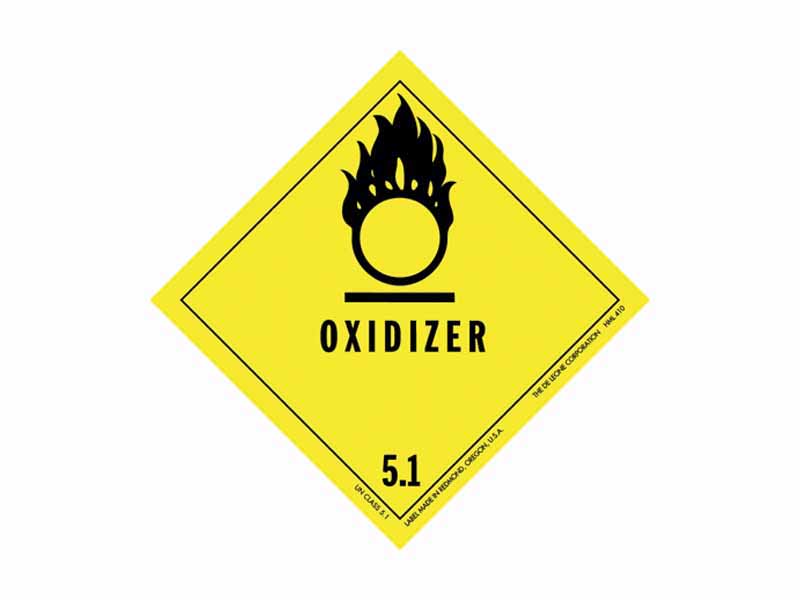 Dangerous goods label for oxidizing agents