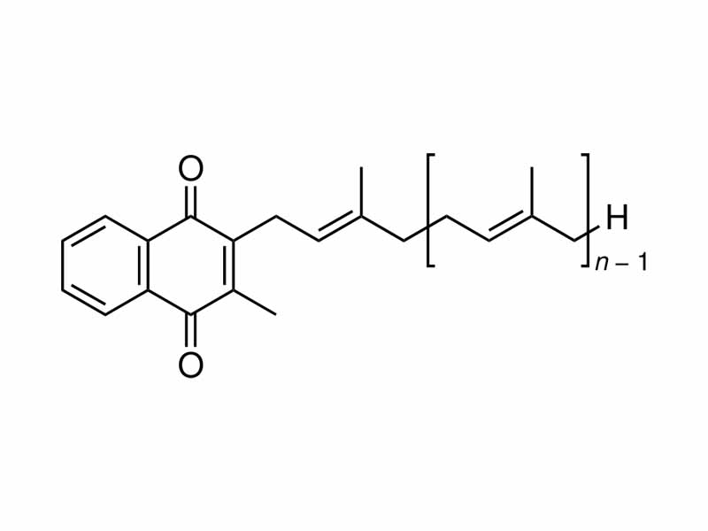 Vitamin K2 (menaquinone). In menaquinone the side chain is composed of a varying number of isoprenoid residues.