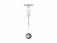 Sphere suspended by spring scale