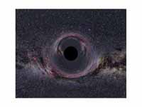 Simulated view of a black hole in fro...