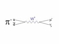 Feynman diagram of a common pion decay.